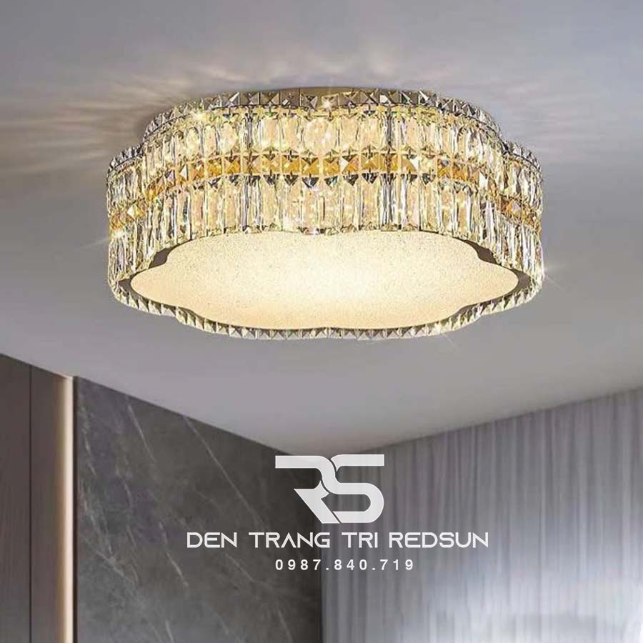 Đèn Mâm Mica Pha Lê Ốp Trần Phòng Khách Hiện Đại MKPL-126