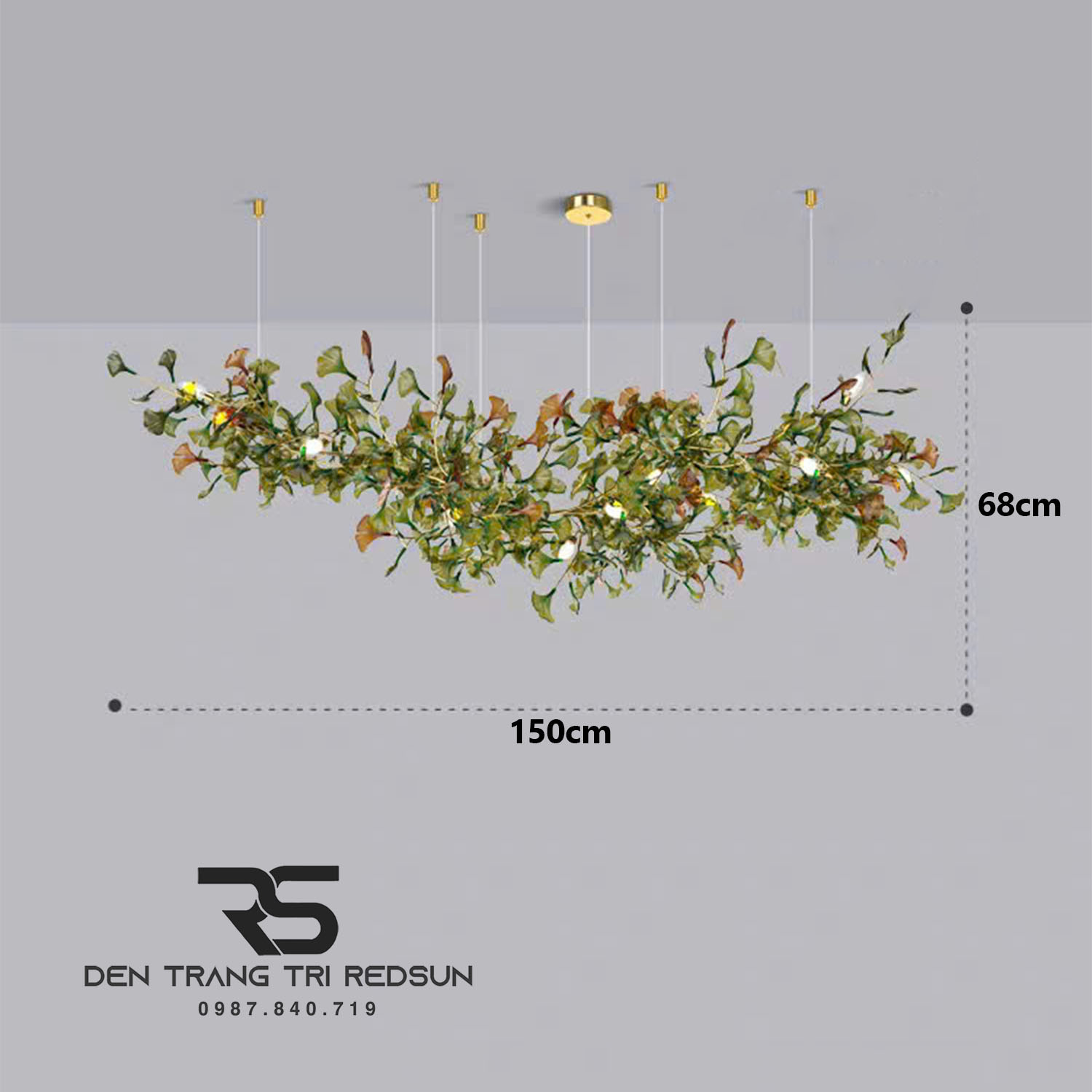 Đèn Chùm Ginkgo Leaf Lắp Phòng Khách, Bàn Ăn Phong Cách Bắc Âu Hiện Đại Lá Thủy Tinh Màu DC-T120