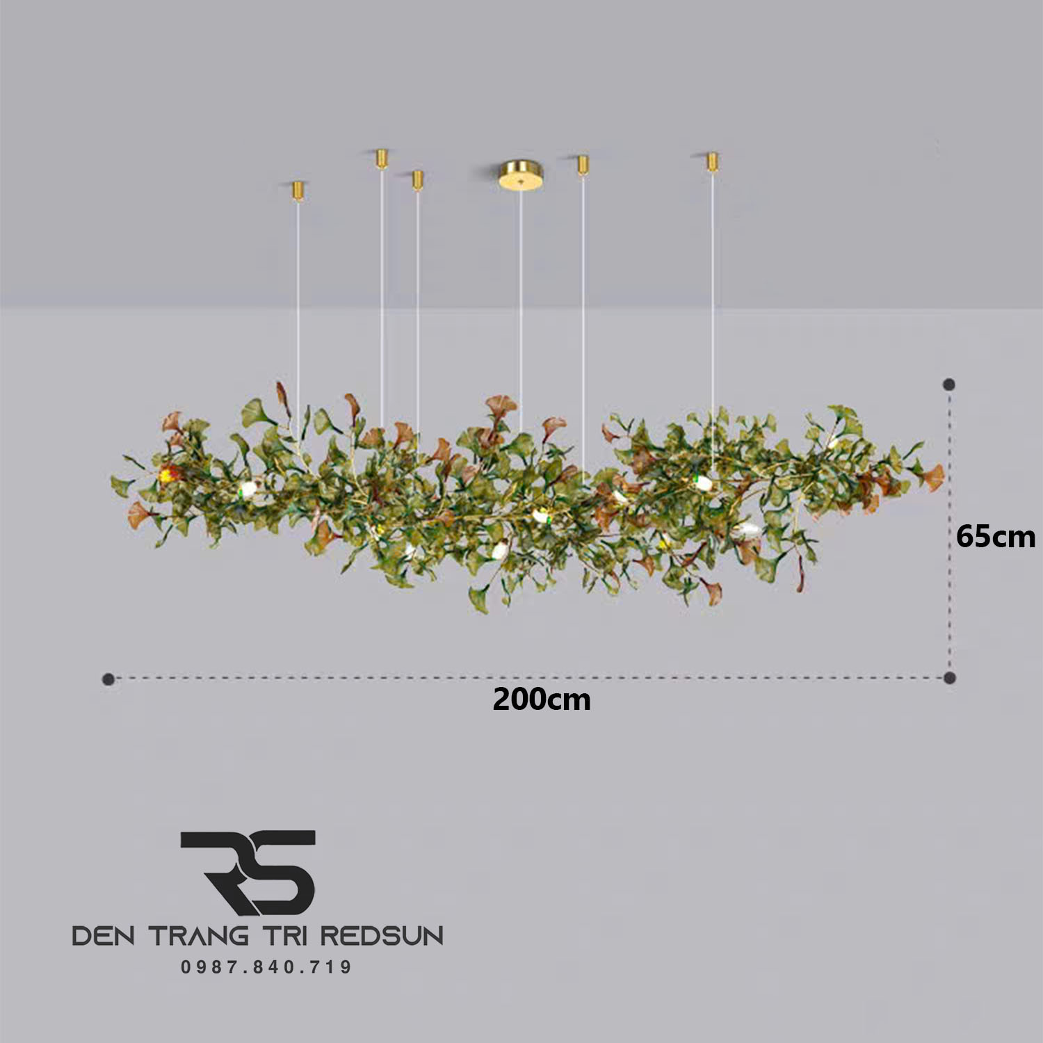 Đèn Chùm Ginkgo Leaf Lắp Phòng Khách, Bàn Ăn Phong Cách Bắc Âu Hiện Đại Lá Thủy Tinh Màu DC-T120