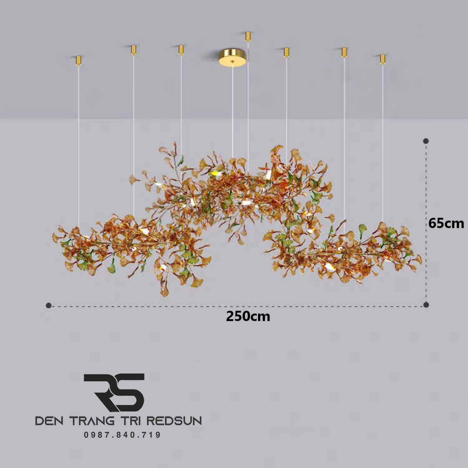 Đèn Chùm Ginkgo Leaf Lắp Phòng Khách, Bàn Ăn Phong Cách Bắc Âu Hiện Đại Lá Thủy Tinh Màu DC-T120