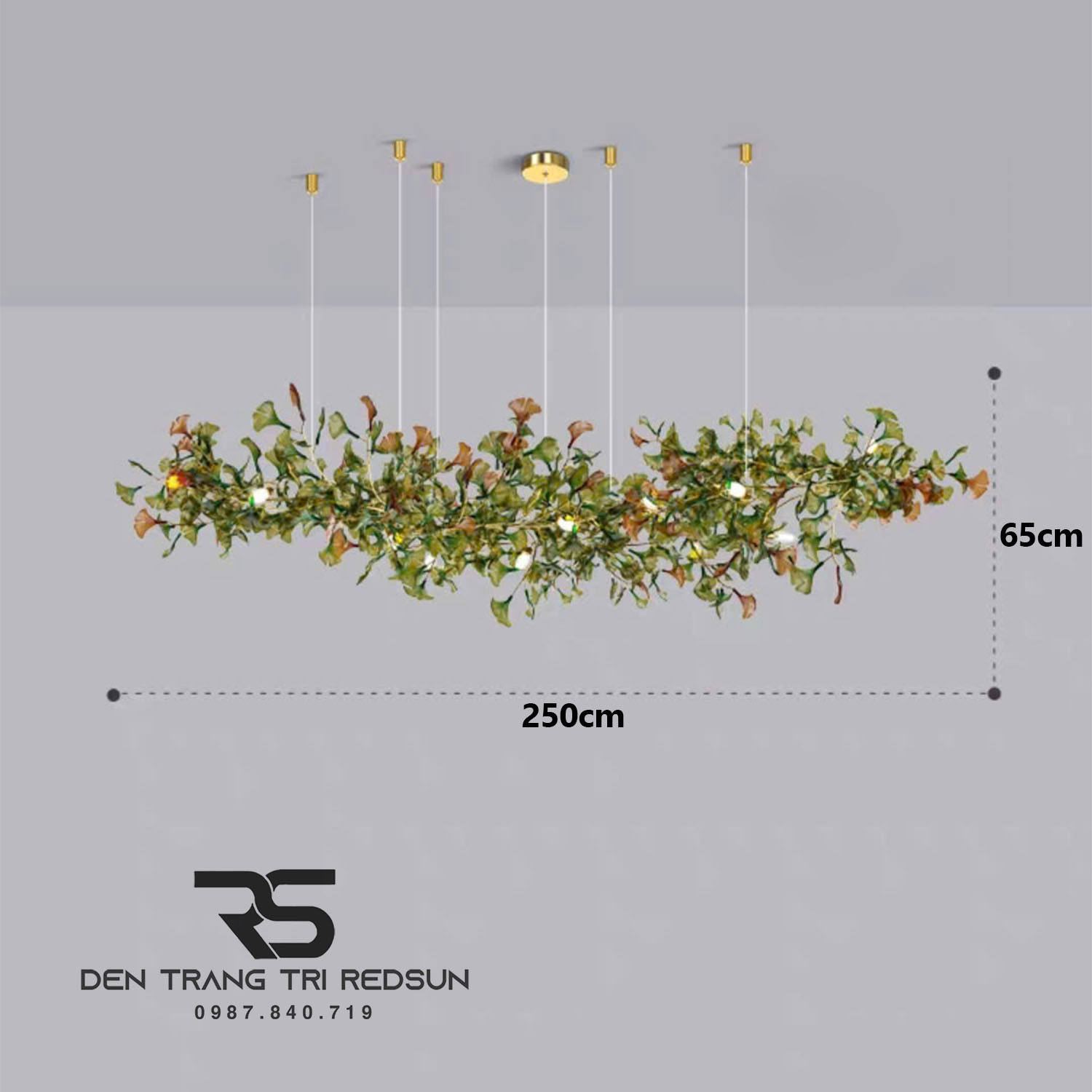 Đèn Chùm Ginkgo Leaf Lắp Phòng Khách, Bàn Ăn Phong Cách Bắc Âu Hiện Đại Lá Thủy Tinh Màu DC-T120