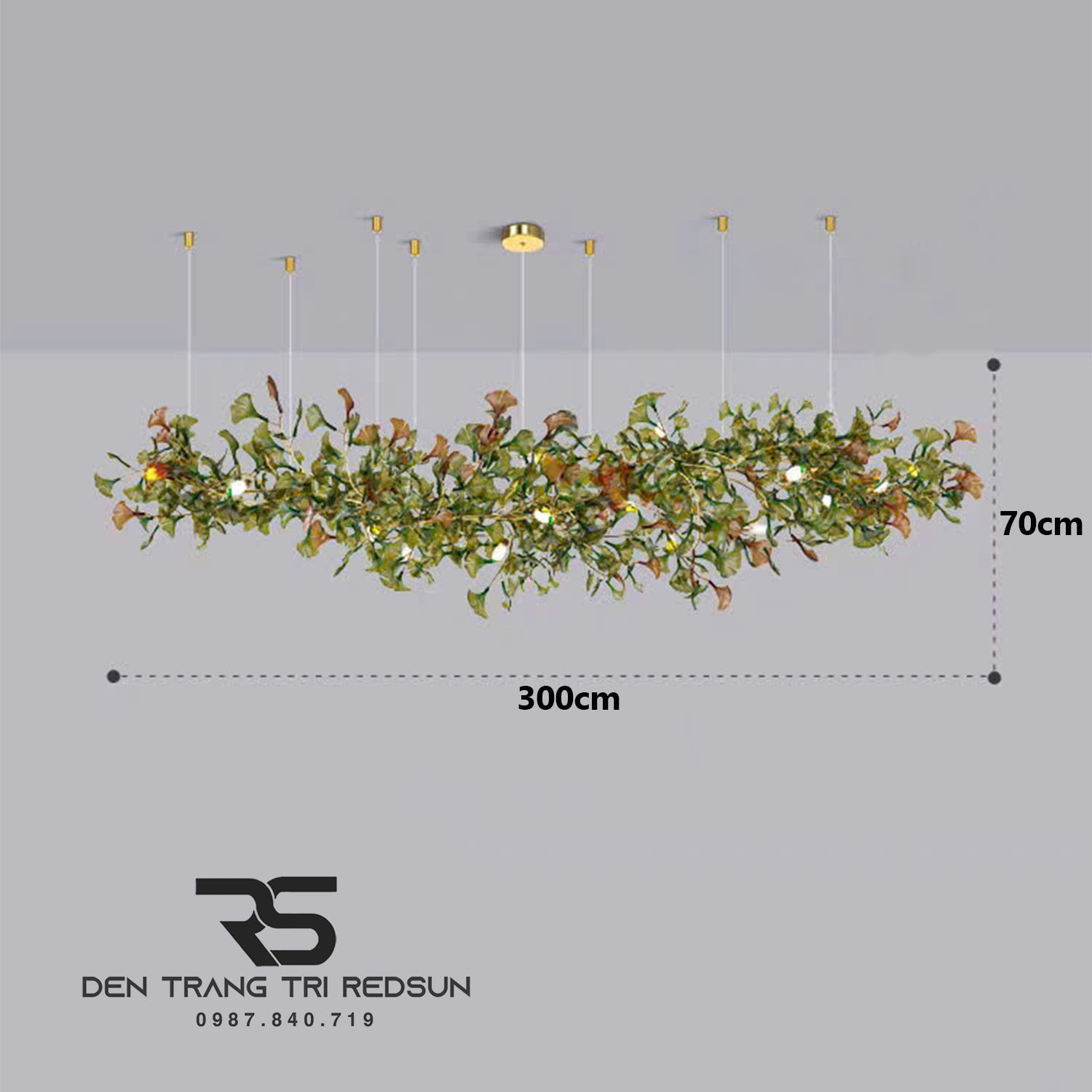 Đèn Chùm Ginkgo Leaf Lắp Phòng Khách, Bàn Ăn Phong Cách Bắc Âu Hiện Đại Lá Thủy Tinh Màu DC-T120