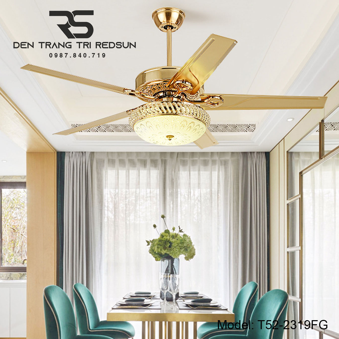 Quạt Trần Đèn Trang Trí Phòng Khách, Phòng Ngủ - T52-2319FG