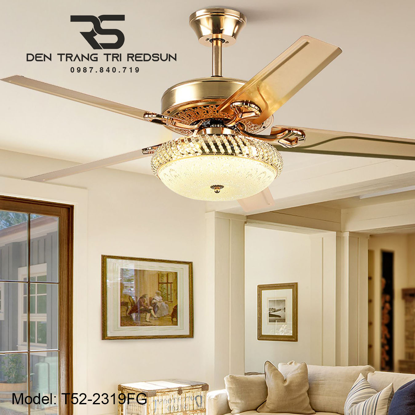 Quạt Trần Đèn Trang Trí Phòng Khách, Phòng Ngủ - T52-2319FG