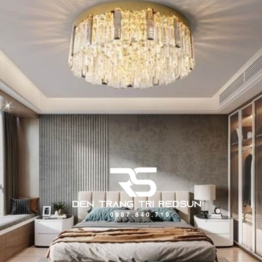 Đèn Mâm Pha Lê Ốp Trần Phòng Khách Hiện Đại MV9194