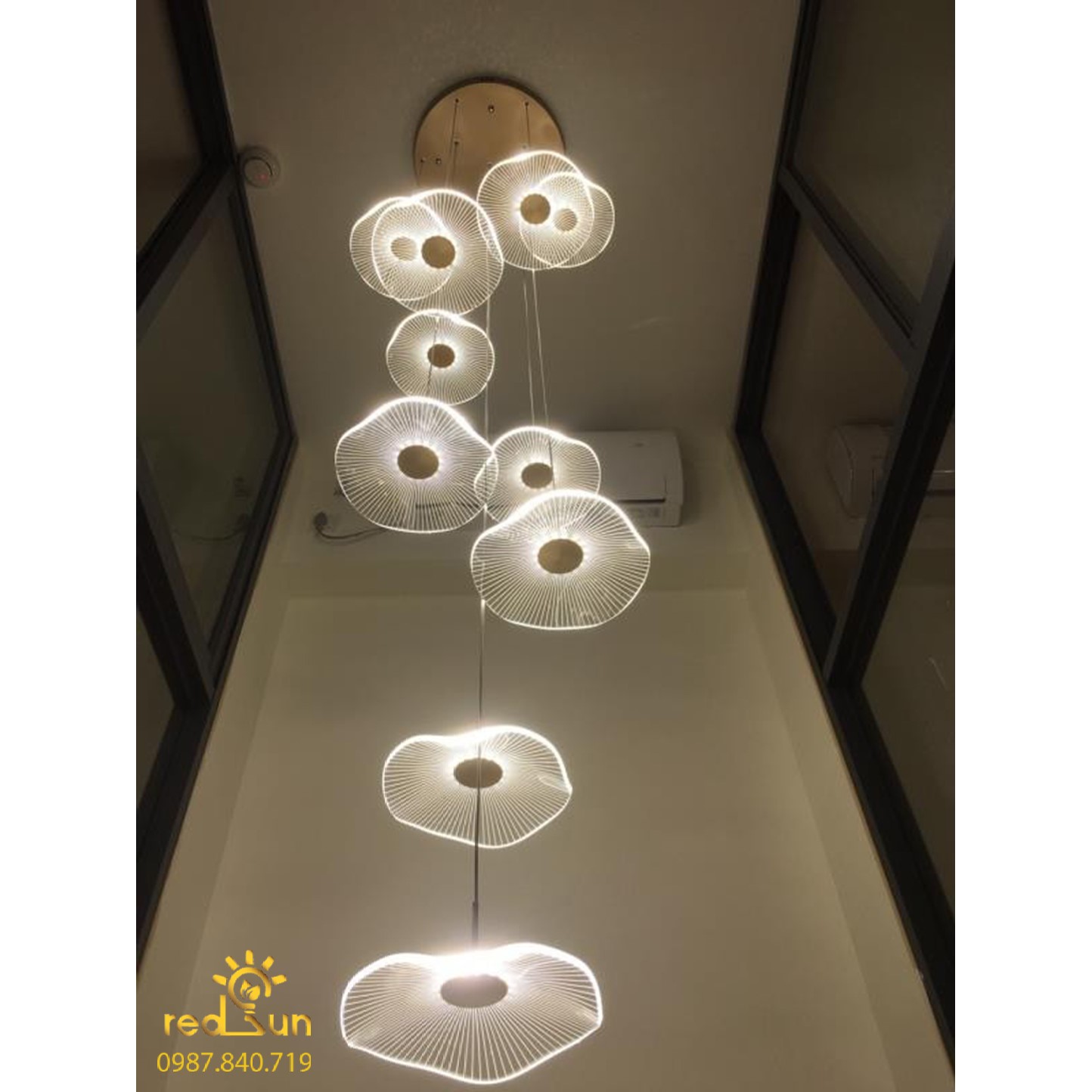 Bộ đèn thả 10 lá sen Mica CDT-T020