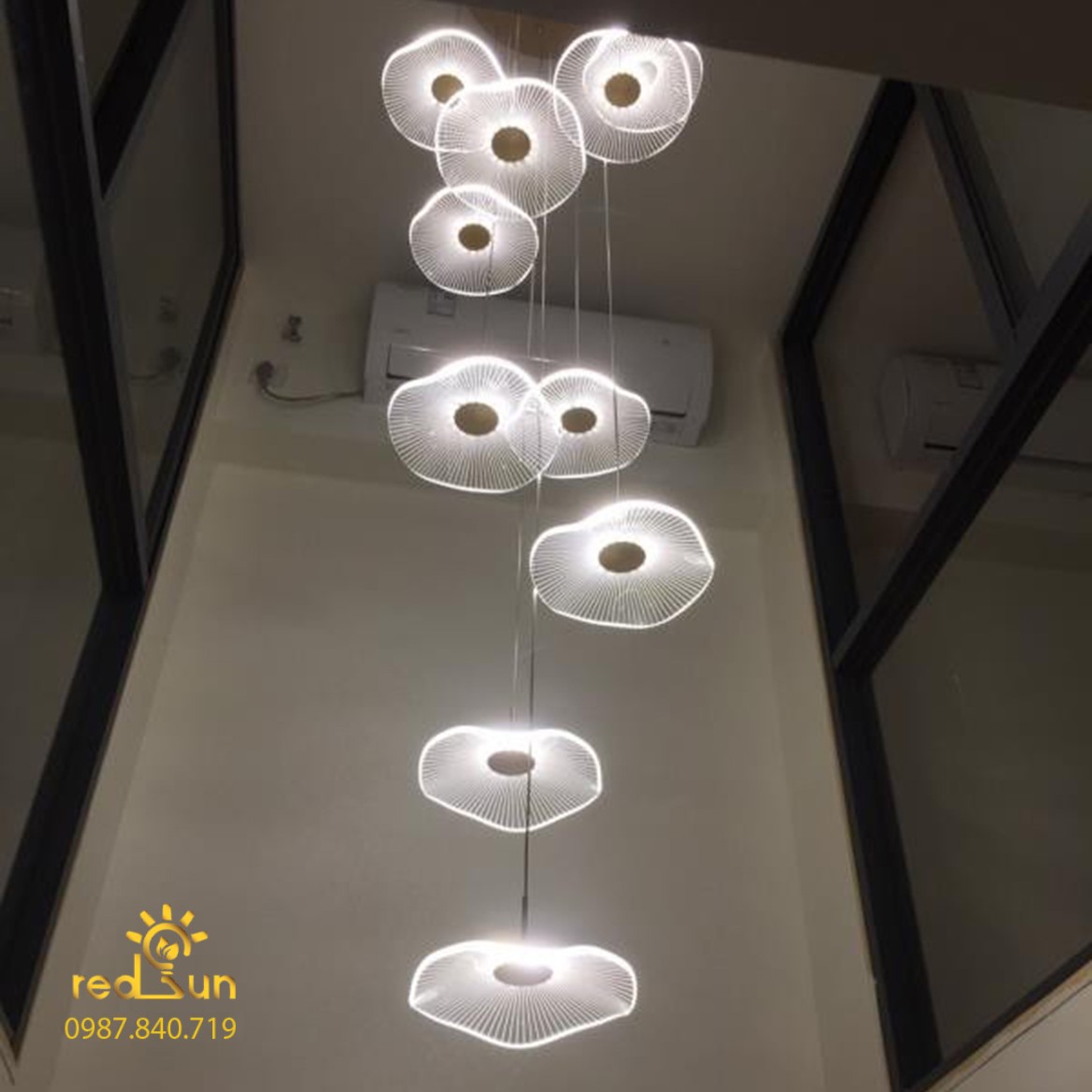 Bộ đèn thả 10 lá sen Mica CDT-T020