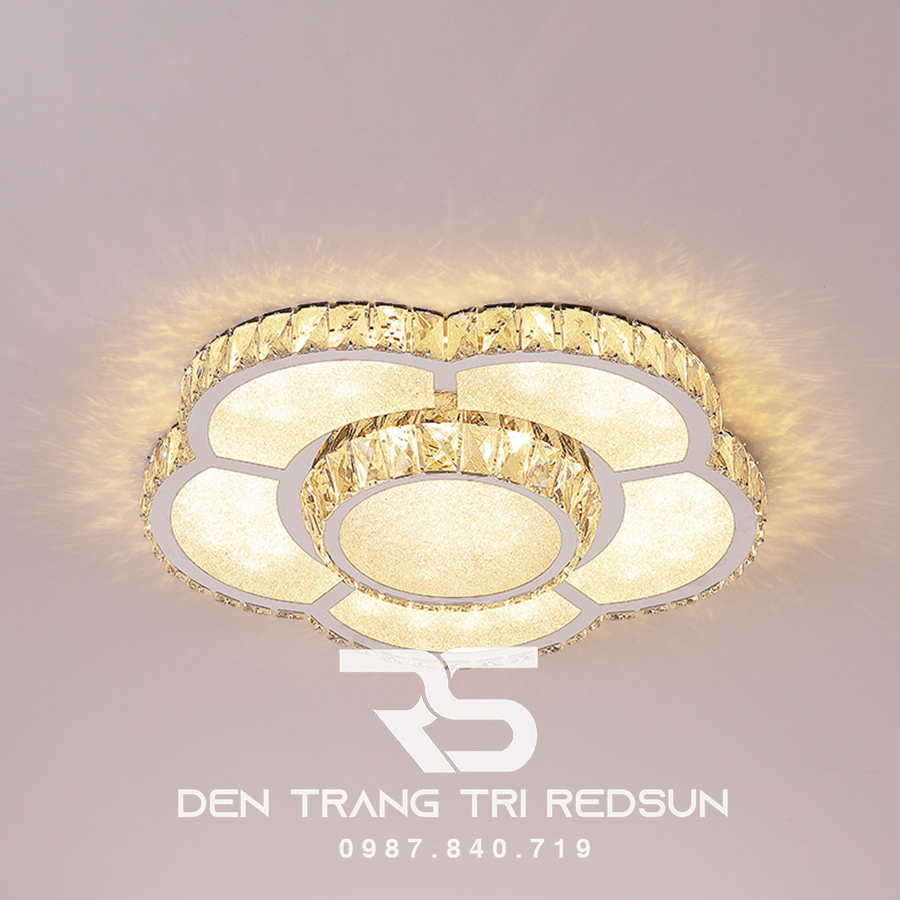 Đèn Mâm Mica Pha Lê Ốp Trần Phòng Khách Hiện Đại MKPL-040