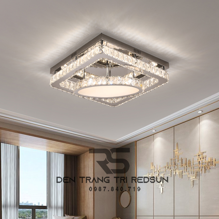Đèn Mâm Pha Lê Ốp Trần Phòng Khách Hiện Đại M9216