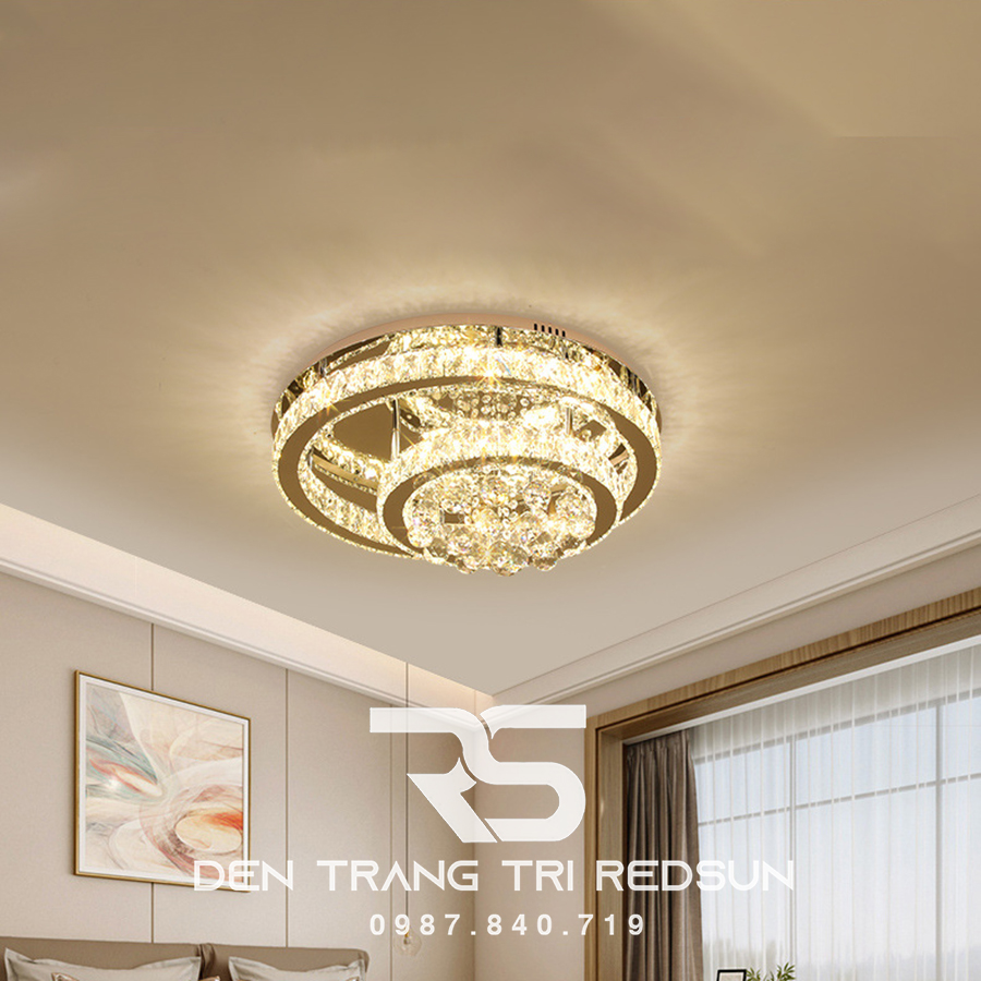 Đèn Mâm Pha Lê Ốp Trần Phòng Khách Hiện Đại M9208