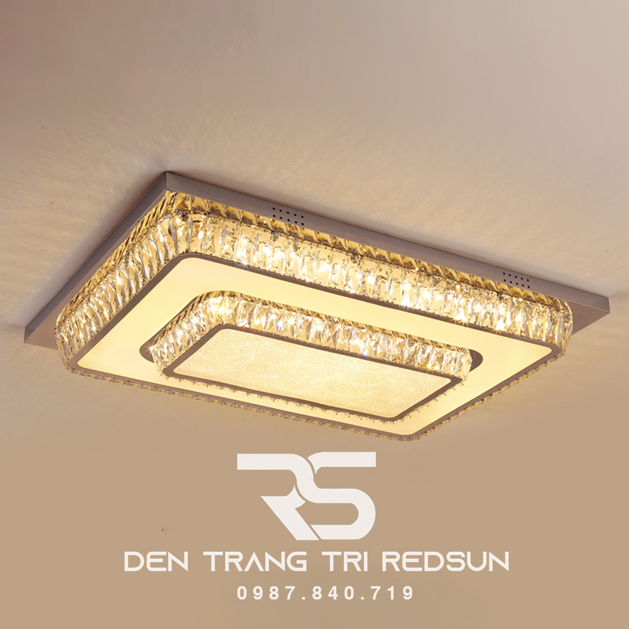 Đèn Mâm Mica Pha Lê Ốp Trần Phòng Khách Hiện Đại MKPL-079