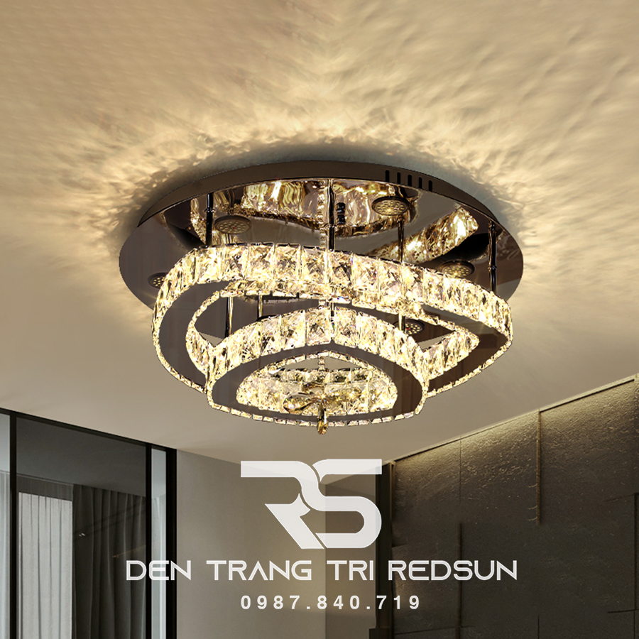 Đèn Mâm Pha Lê Ốp Trần Phòng Khách Hiện Đại M9207