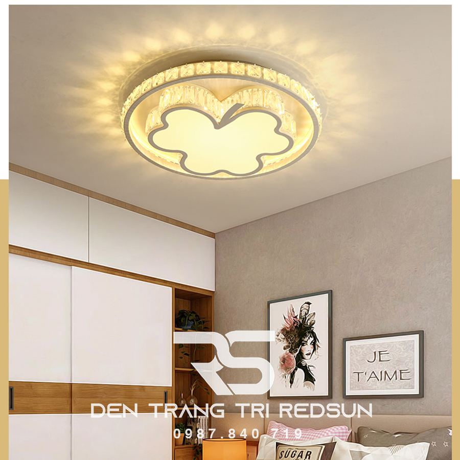 Đèn Mâm Mica Pha Lê Ốp Trần Phòng Khách Hiện Đại MKPL-086