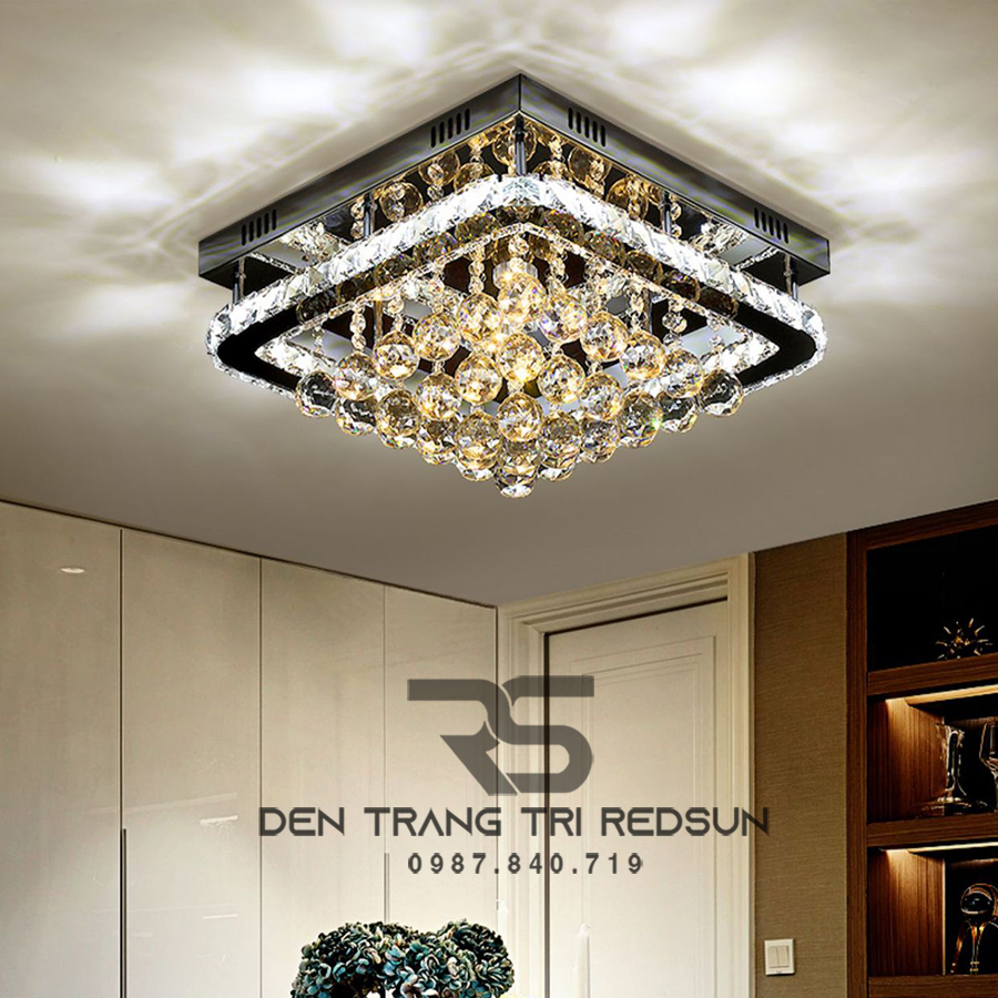 Đèn Mâm Pha Lê Ốp Trần Phòng Khách Hiện Đại M9205