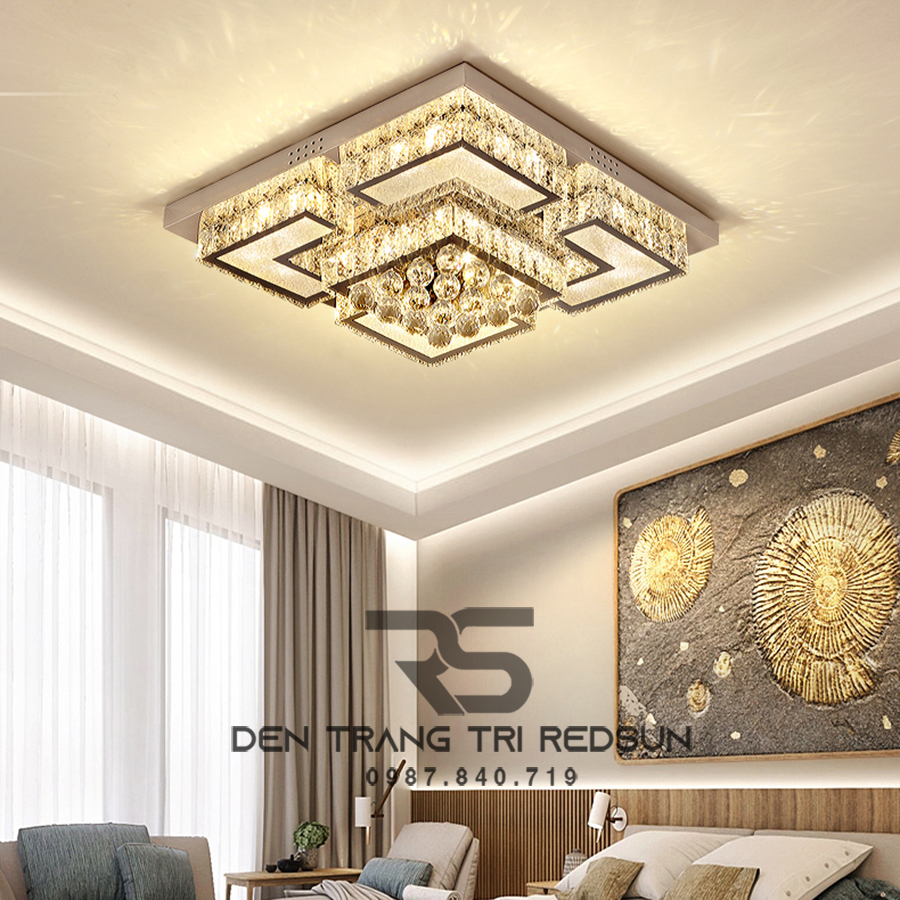 Đèn Mâm Mica Pha Lê Ốp Trần Phòng Khách Hiện Đại MKPL-056