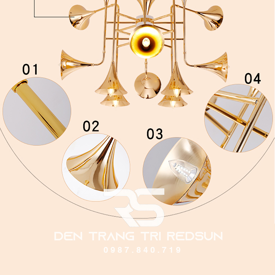 Đèn Chùm Phòng Khách Hiện Đại Phong Cách Bắc Âu Kiểu Loa DC-T058