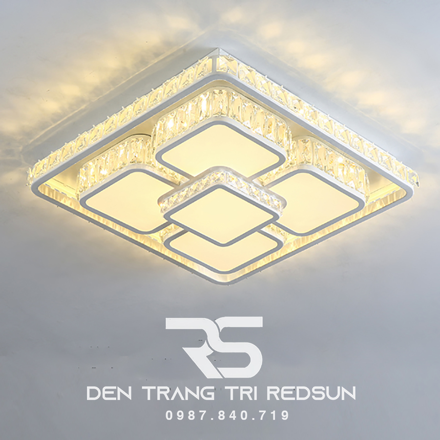 Đèn Mâm Mica Pha Lê Ốp Trần Phòng Khách Hiện Đại MKPL-089