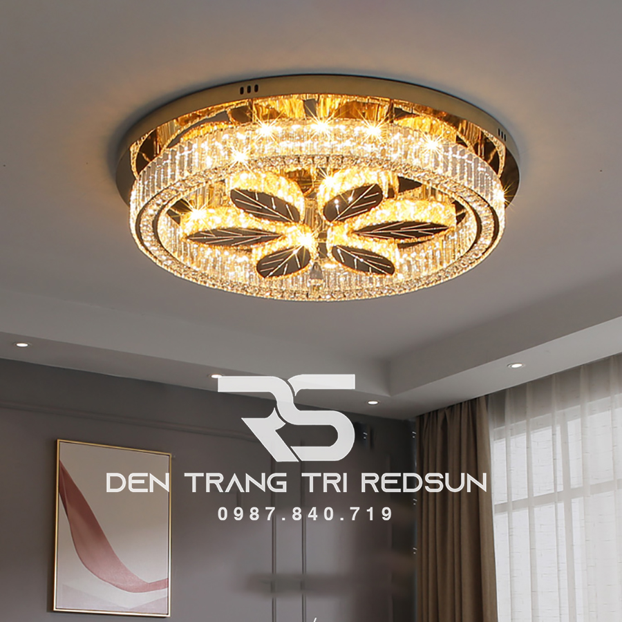 Đèn Mâm Mica Pha Lê Ốp Trần Phòng Khách Hiện Đại MKPL-083