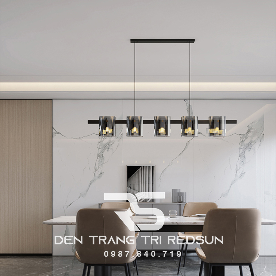Đèn Thả Bàn Ăn Hiện Đại Bắc Âu Choá Thuỷ Tinh Đen Khói DC-L055