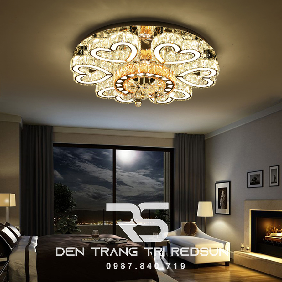 Đèn Mâm Pha Lê Ốp Trần Phòng Khách Hiện Đại M9242