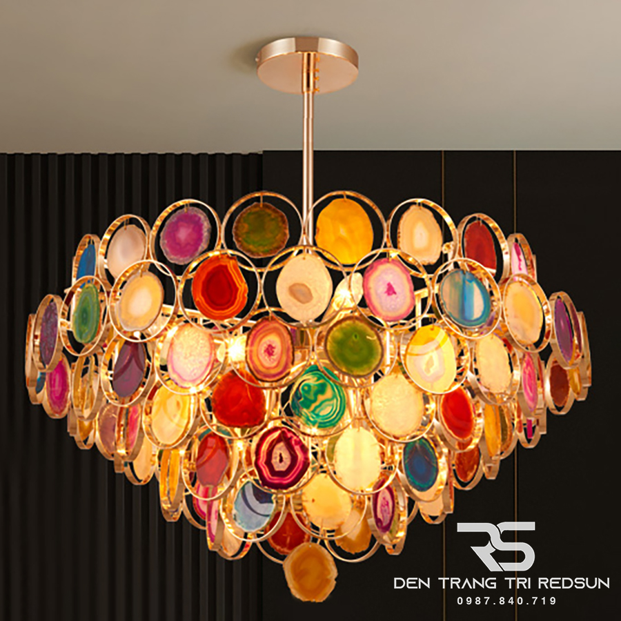 Đèn Chùm Phòng Khách Đá Mã Não Phong Cách Bắc Âu DC-T063