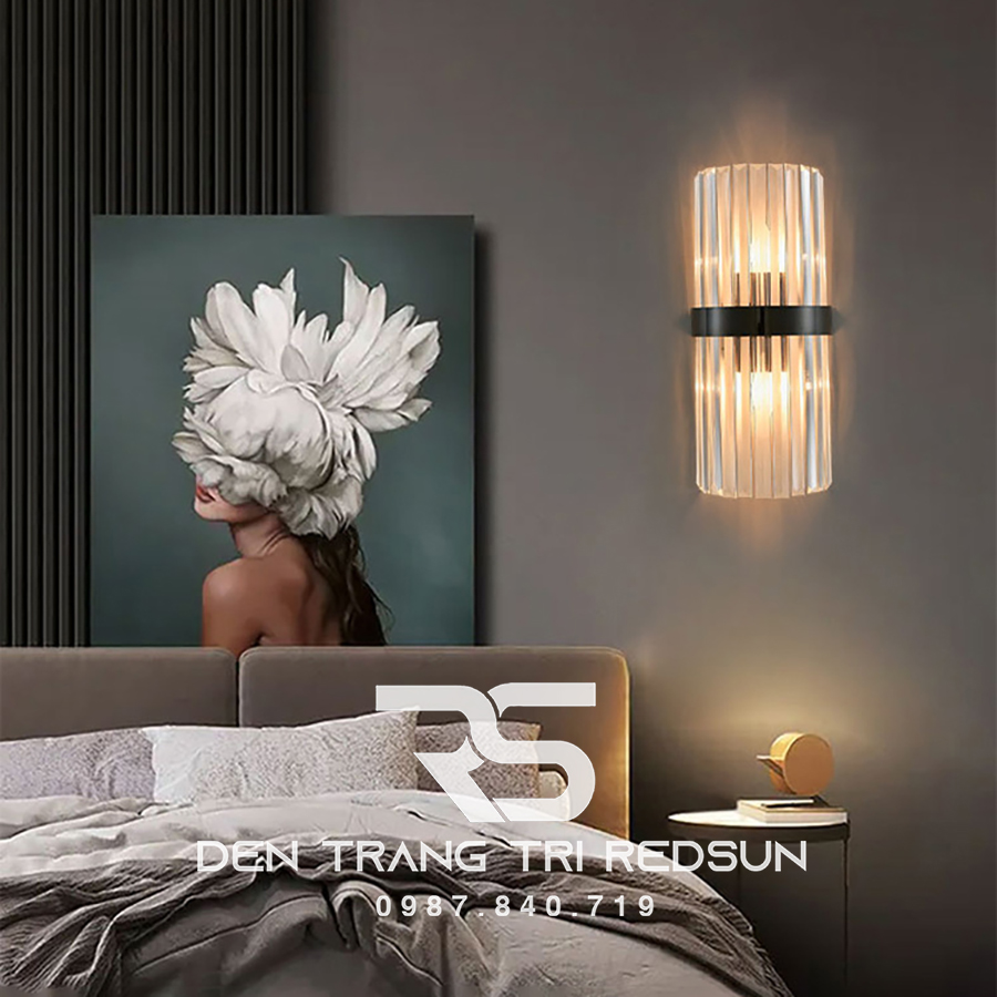 Đèn Tường Pha Lê Trang Trí Phòng Khách Hiện Đại  DT1827-Đen