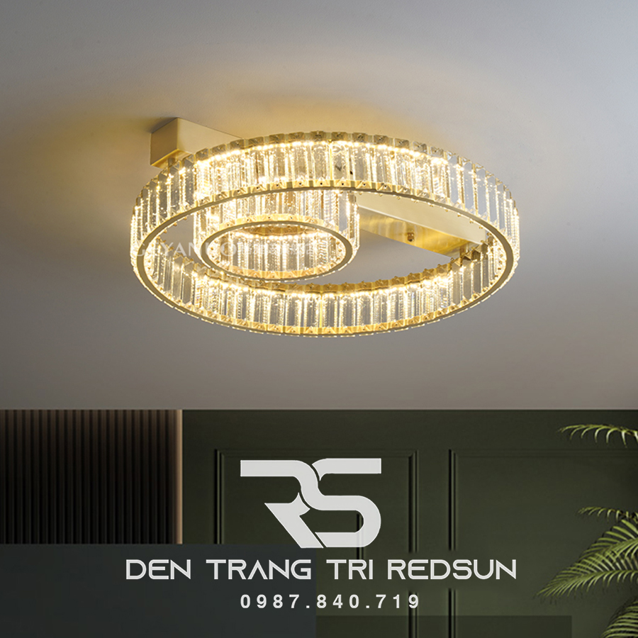 Đèn Mâm Pha Lê Ốp Trần Phòng Khách Hiện Đại MV9201