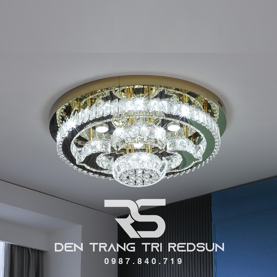 Đèn Mâm Pha Lê Ốp Trần Phòng Khách Hiện Đại M9210