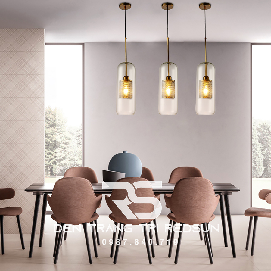 Đèn Thả Trần Hiện Đại Choá Thuỷ Tinh Lõi Hợp Kim Dáng Trụ Phong Cách Bắc Âu CDT-T011