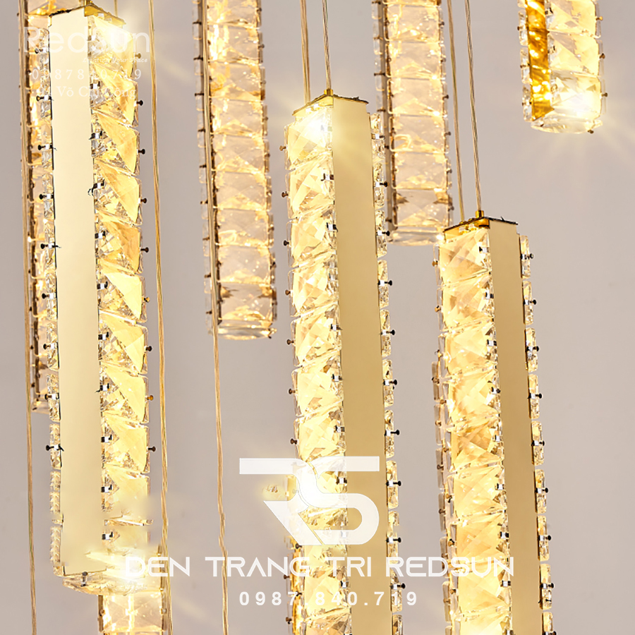 Đèn Thả Trần Hiện Đại Lắp Thông Tầng Cầu Thang, Phòng Khách, Bàn Ăn Chất Liệu Pha Lê HTK030 