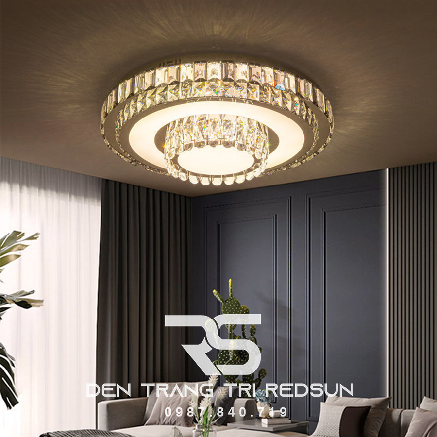 Đèn Mâm Mica Pha Lê Ốp Trần Phòng Khách Hiện Đại MKPL-03