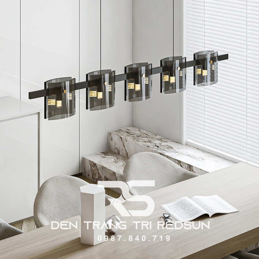 Đèn Thả Bàn Ăn Hiện Đại Bắc Âu Choá Thuỷ Tinh Đen Khói DC-L055