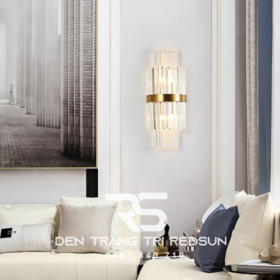 Đèn tường pha lê trang trí phòng khách hiện đại DT2503 Vàng