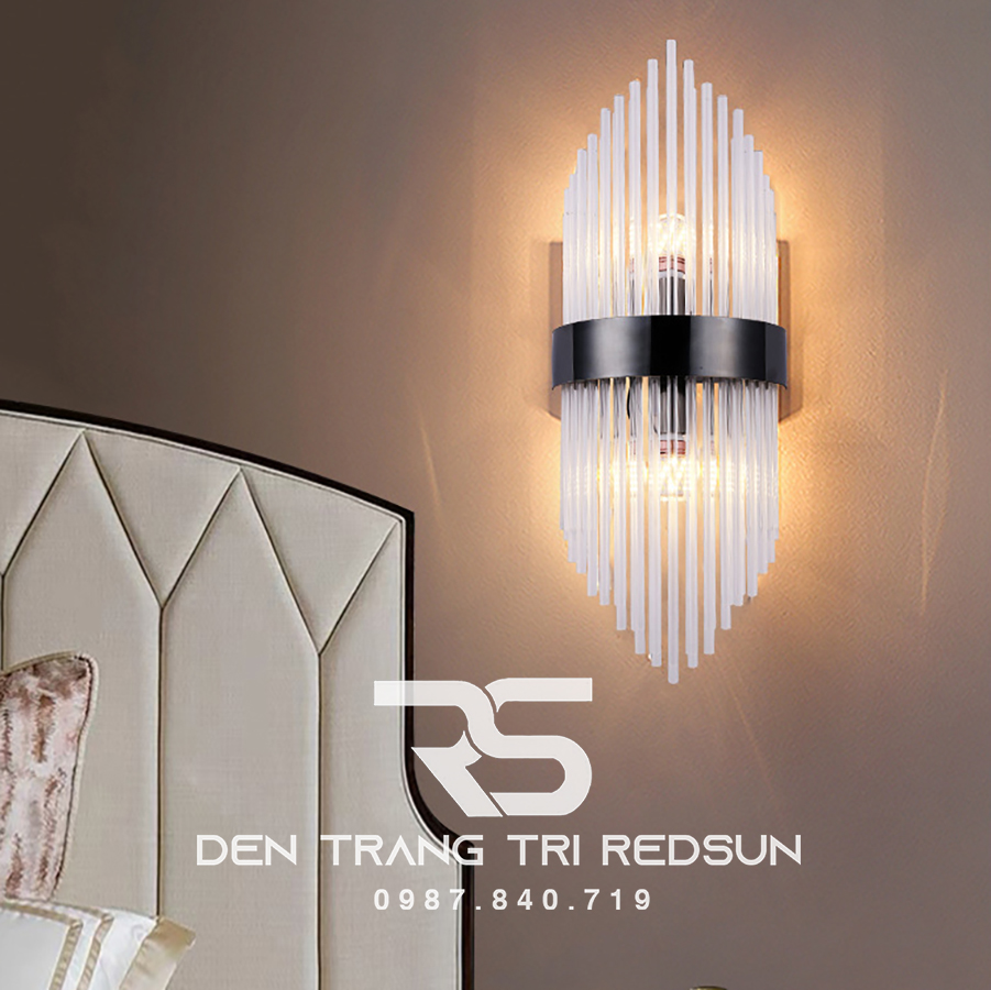 Đèn tường pha lê trang trí phòng khách hiện đại L6001 Đen