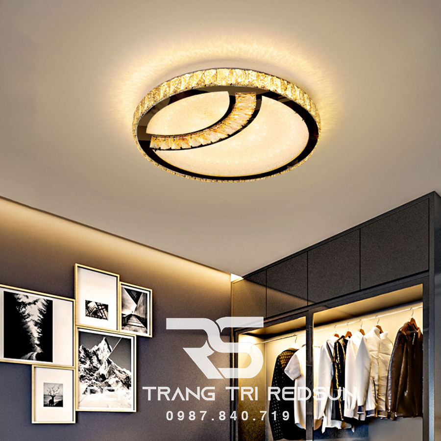 Đèn Mâm Mica Pha Lê Ốp Trần Phòng Khách Hiện Đại MKPL-022