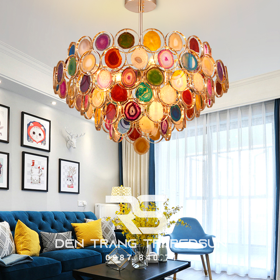 Đèn Chùm Phòng Khách Đá Mã Não Phong Cách Bắc Âu DC-T063