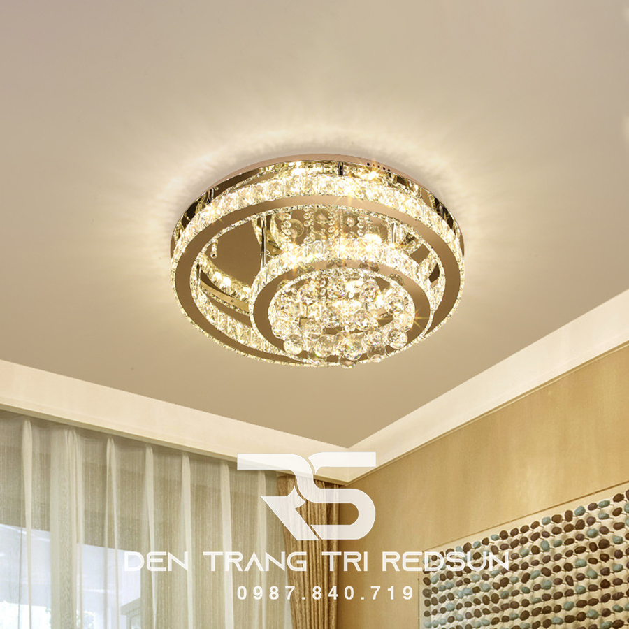 Đèn Mâm Pha Lê Ốp Trần Phòng Khách Hiện Đại M9208