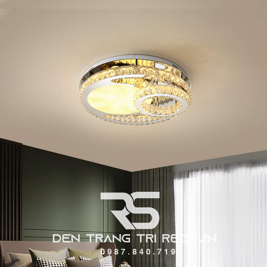 Đèn Mâm Mica Pha Lê Ốp Trần Phòng Khách Hiện Đại MKPL-039