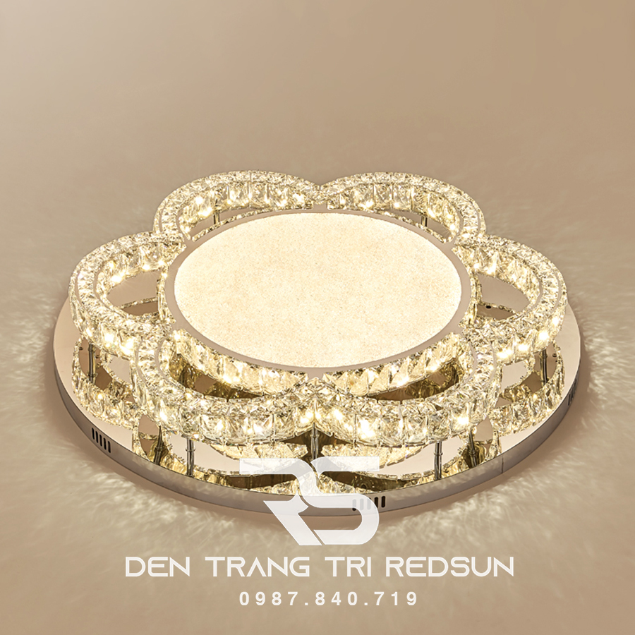 Đèn Mâm Mica Pha Lê Ốp Trần Phòng Khách Hiện Đại MKPL-093