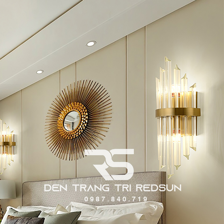 Đèn tường pha lê trang trí phòng khách hiện đại DT1163 vàng