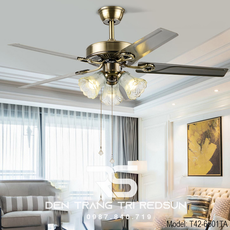 Quạt Trần Đèn Trang Trí Phòng Khách, Phòng Ngủ - T42-6501TA