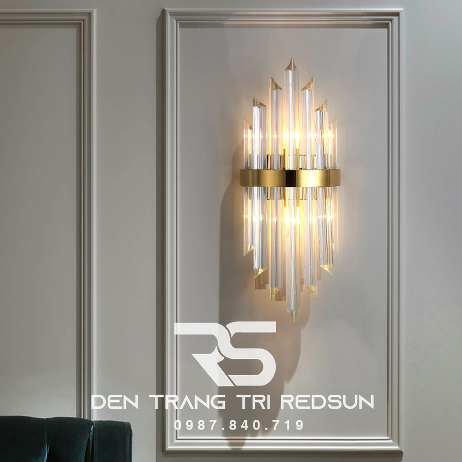 Đèn tường pha lê trang trí phòng khách hiện đại DT1163 vàng