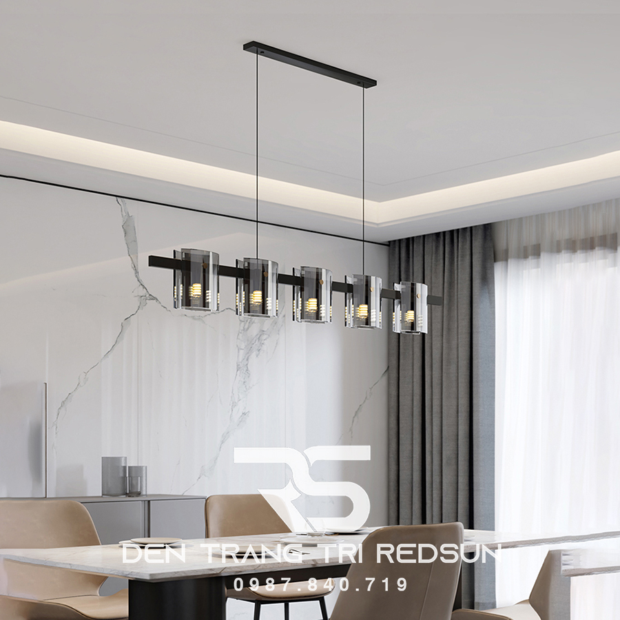 Đèn Thả Bàn Ăn Hiện Đại Bắc Âu Choá Thuỷ Tinh Đen Khói DC-L055