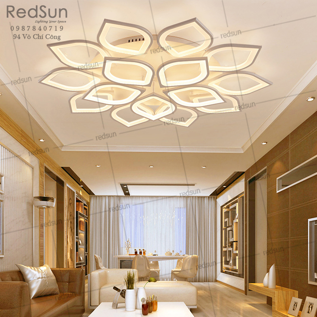 Mâm ốp trần Mika sen 15 cánh OT-003/15