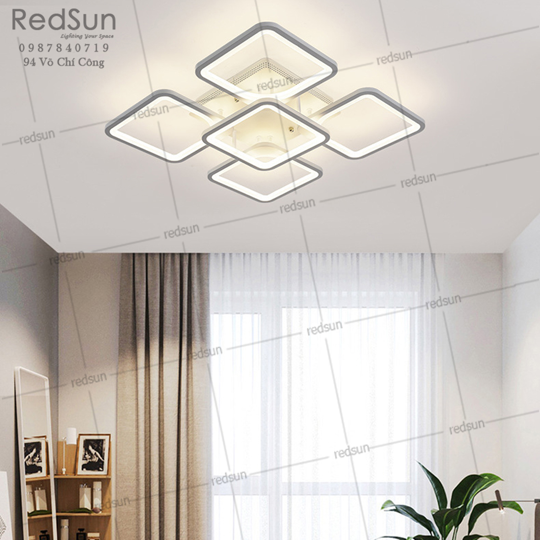 Mâm ốp trần Mika vuông 4+1 OT-004