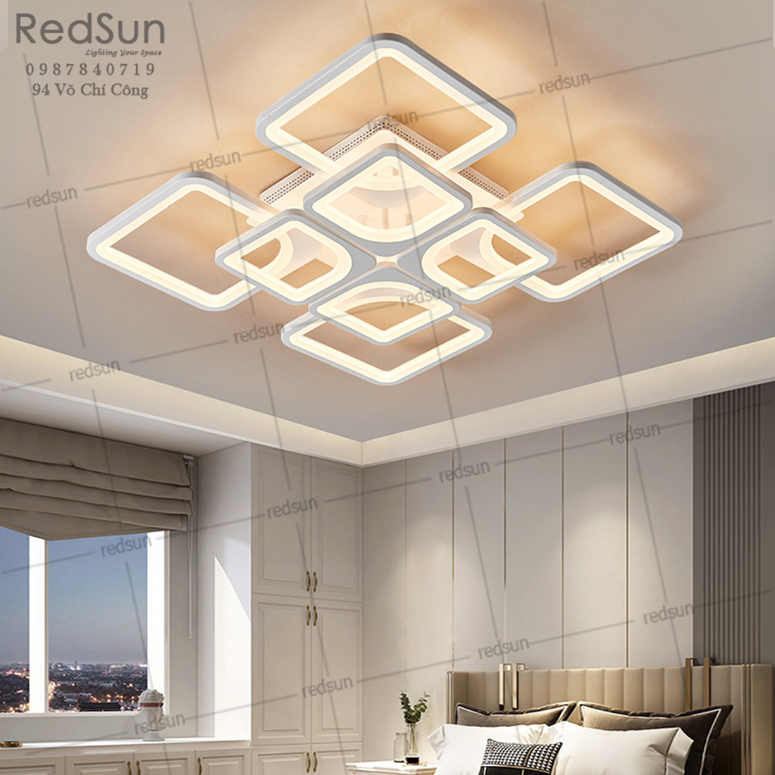 Mâm ốp trần Mika vuông 4+4 OT-005