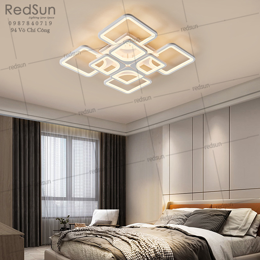 Mâm ốp trần Mika vuông 4+4 OT-005