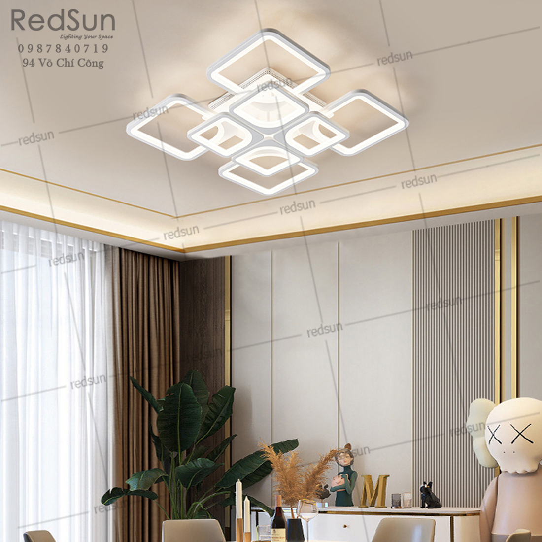 Mâm ốp trần Mika vuông 4+4 OT-005