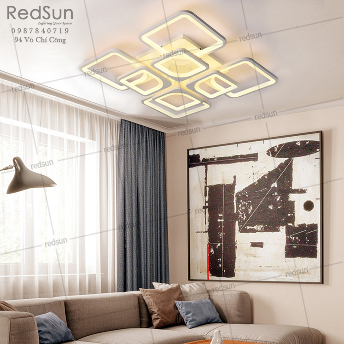 Mâm ốp trần Mika vuông 4+4 OT-005