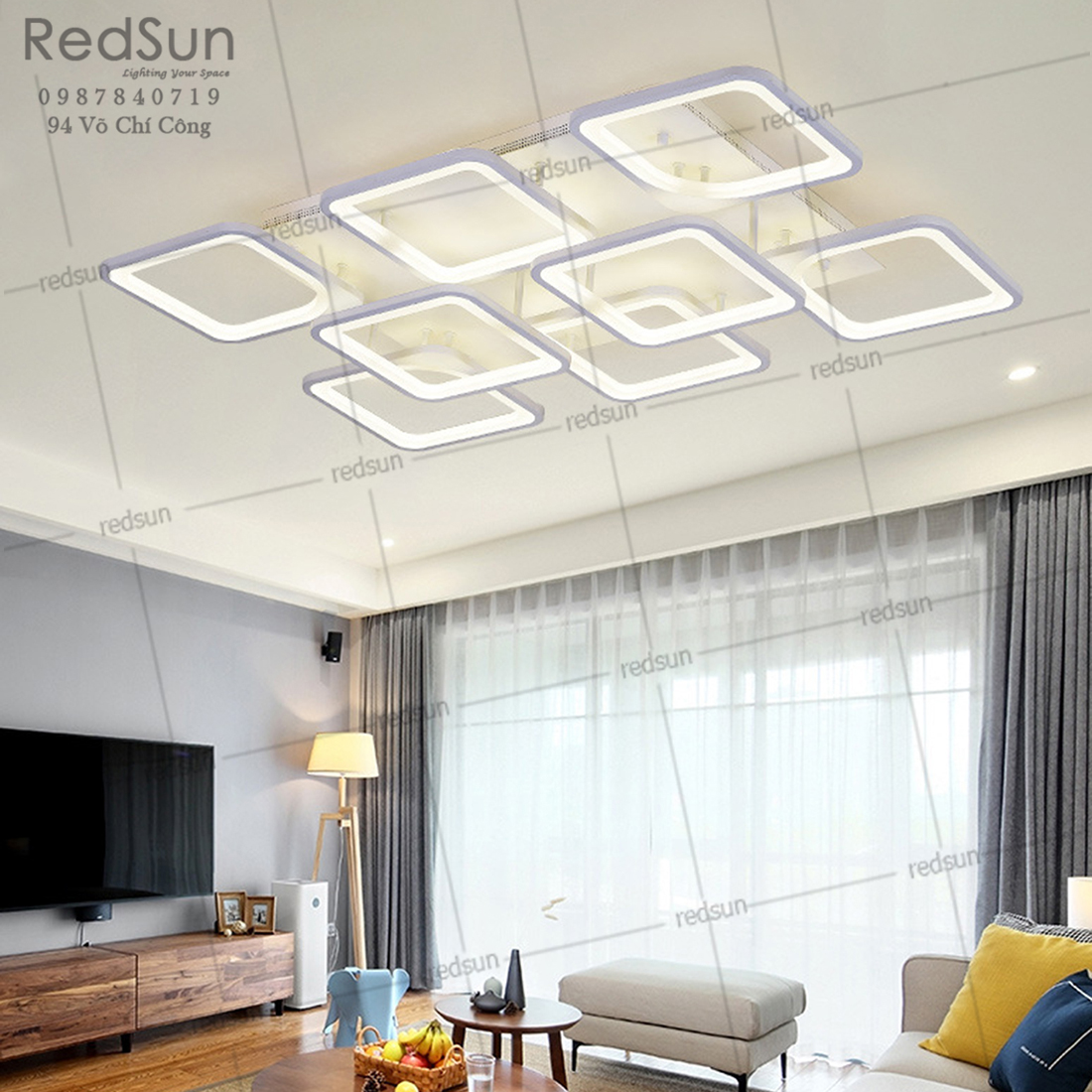 Mâm ốp trần Mika vuông 6+2 OT-006